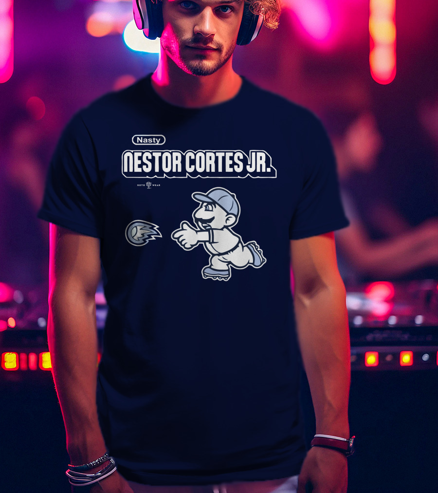 Nasty Nestor Cortes Jr. Cartoon Baseball New York Roto Wear T-Shirt