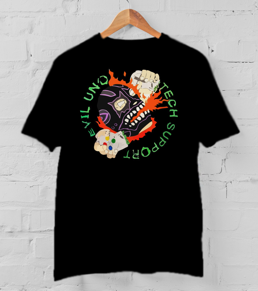 Evil Uno Tech Support AEW Mask And Game Controller T-Shirt