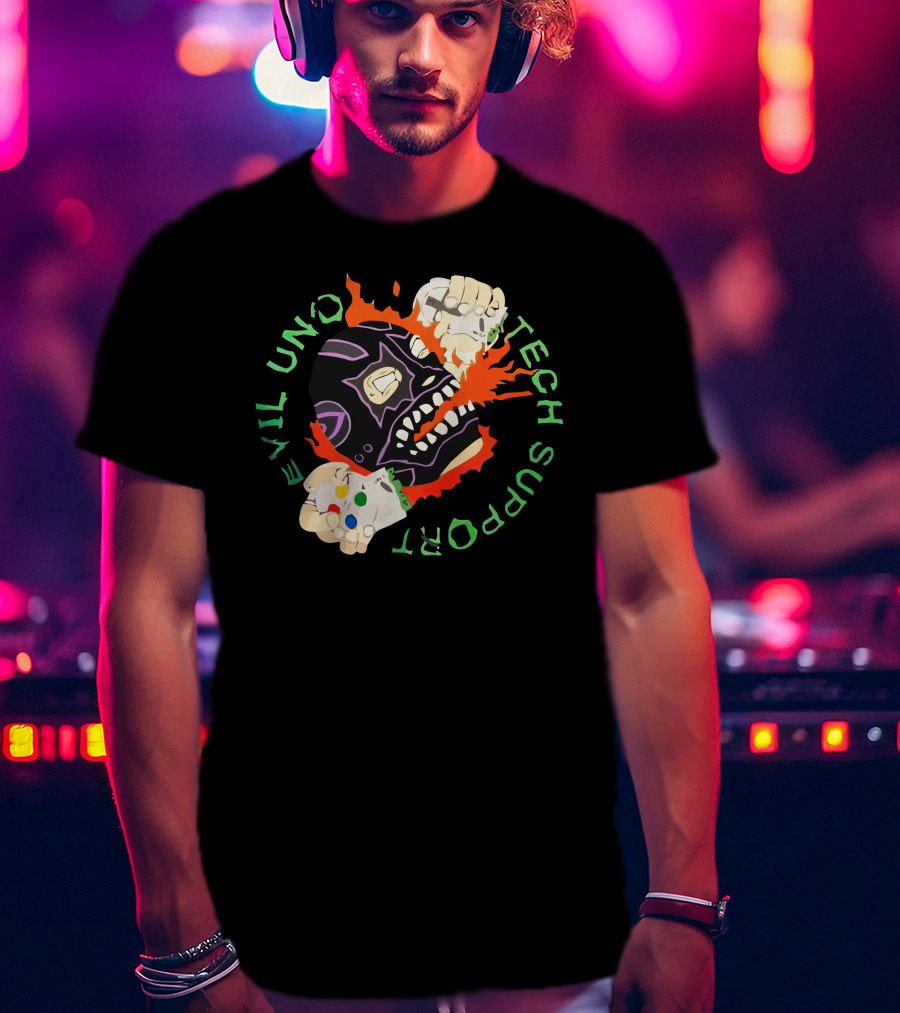 Evil Uno Tech Support AEW Mask And Game Controller T-Shirt