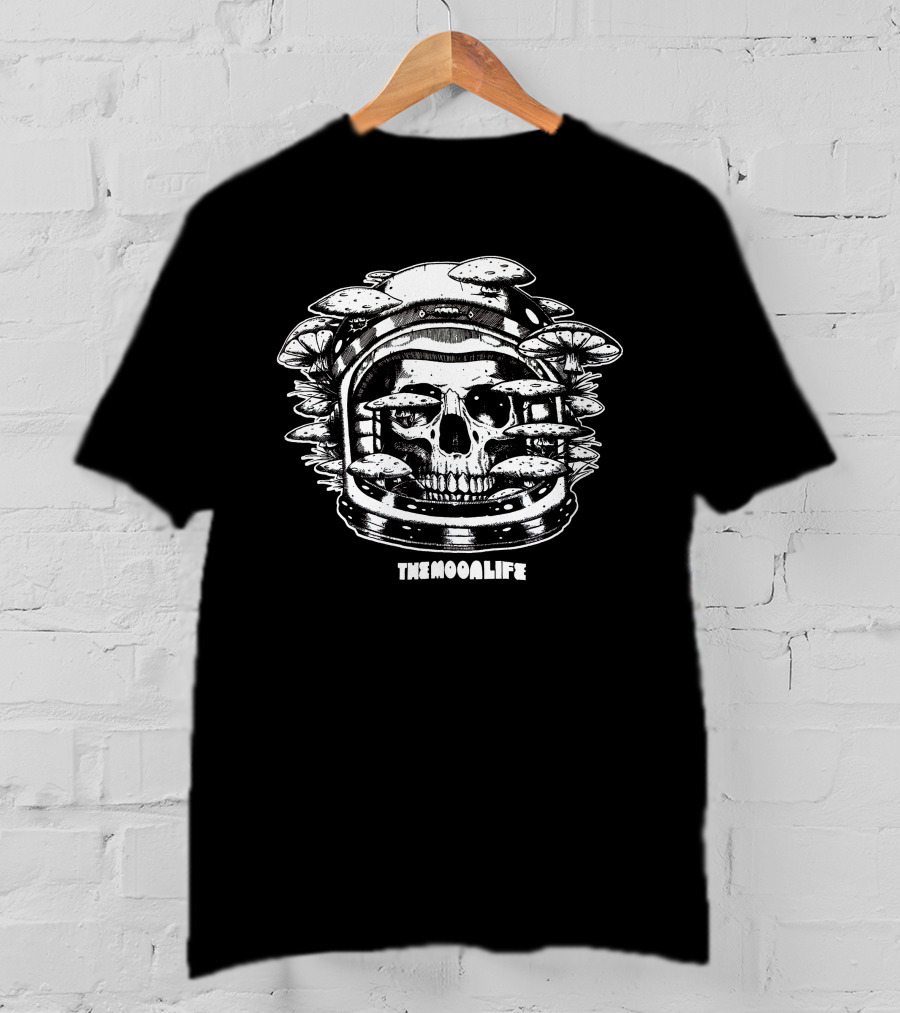 THEMOONLIFE Shrooms Of Doom Skull Astronaut T-Shirt