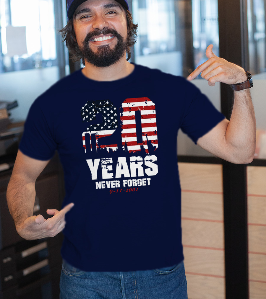 20 Years Never Forget 9-11-2001 American Flag T-Shirt