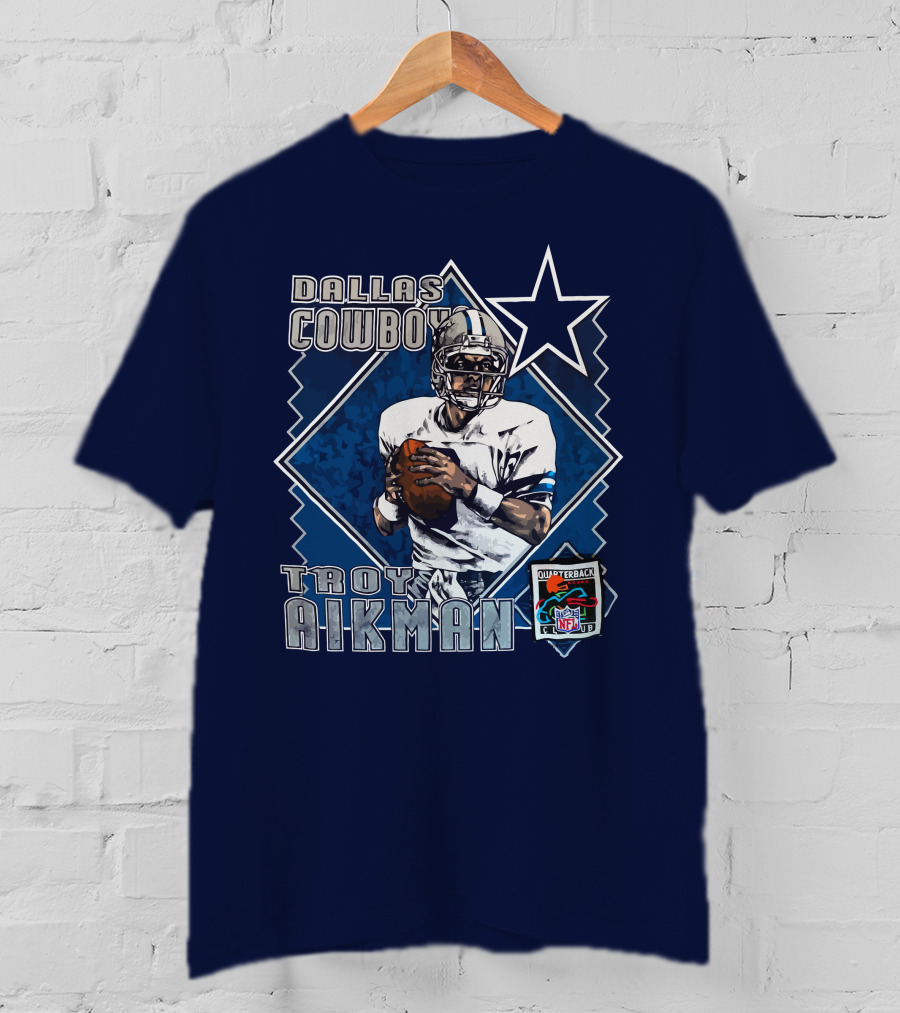 Dallas Cowboys Troy Aikman NFL Vintage Quarterback Star Nutmeg T-Shirt