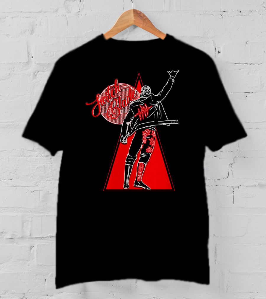 Switchblade Jay White Triangle Back Pose T-Shirt