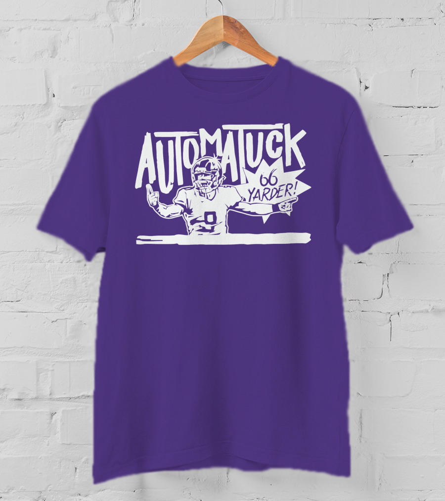 Automatuck 66 Yarder Football Player Purple Background T-Shirt