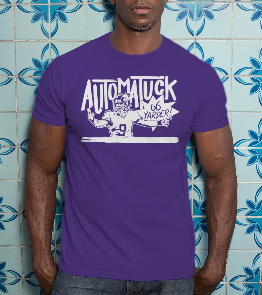 Automatuck 66 Yarder Football Player Purple Background T-Shirt