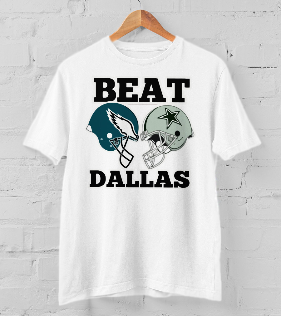 Beat Dallas Eagles Cowboys Football Helmets T-Shirt
