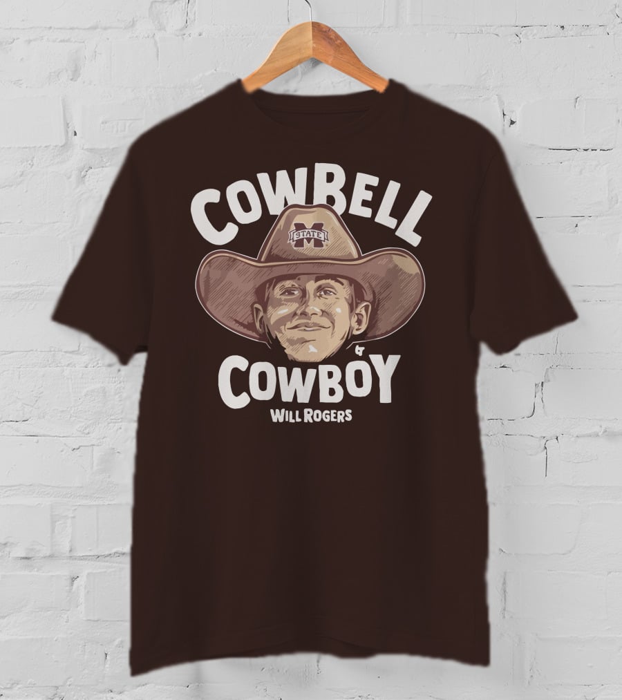 Mississippi State M State Cowbell Cowboy Will Rogers T-Shirt
