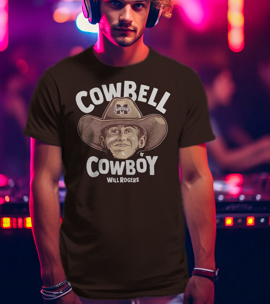 Mississippi State M State Cowbell Cowboy Will Rogers T-Shirt