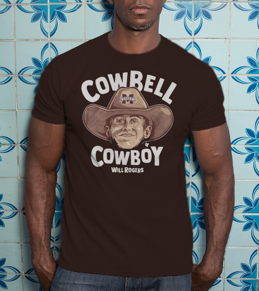 Mississippi State M State Cowbell Cowboy Will Rogers T-Shirt