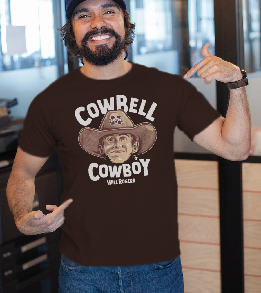 Mississippi State M State Cowbell Cowboy Will Rogers T-Shirt