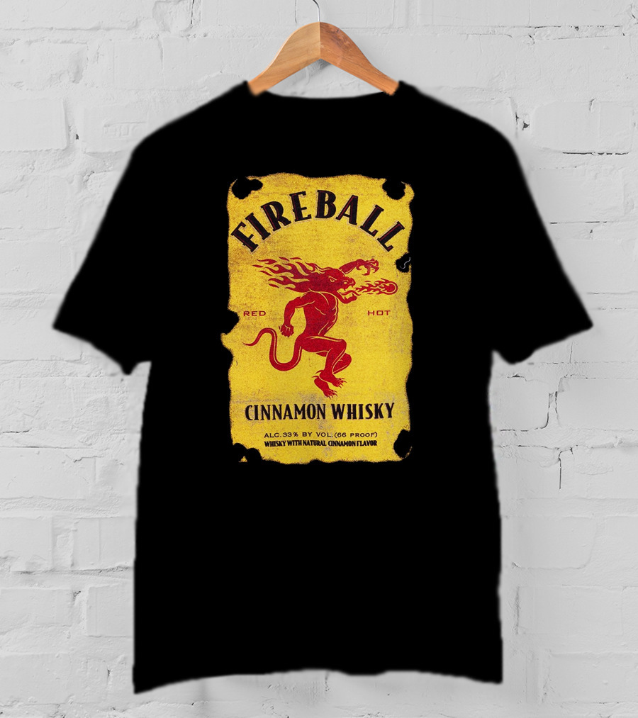 FIREBALL Red Hot Cinnamon Whisky Label ALC 33% By VOL (66 PROOF) T-Shirt