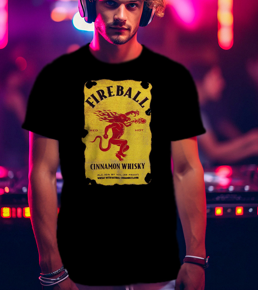 FIREBALL Red Hot Cinnamon Whisky Label ALC 33% By VOL (66 PROOF) T-Shirt