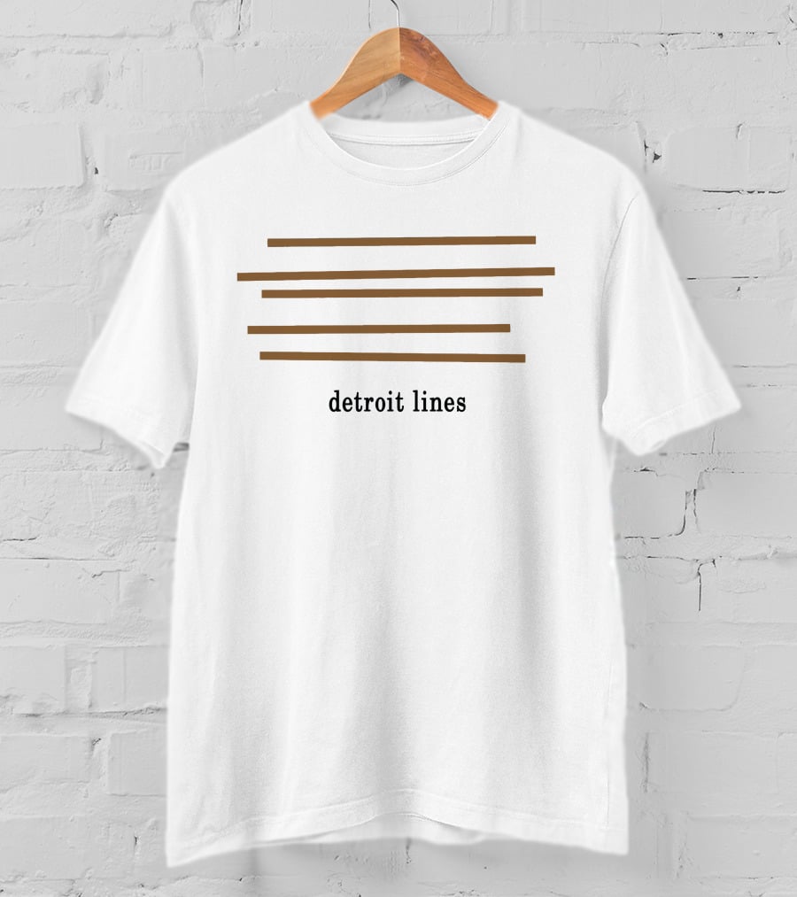 Detroit Lines Minimal Geometric Brown Stripes T-Shirt