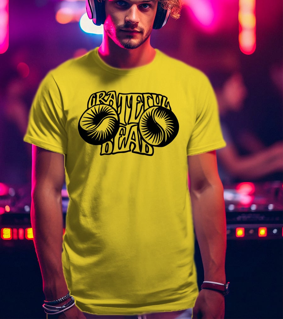 Grateful Dead Psychedelic Sunburst Yellow Background T-Shirt
