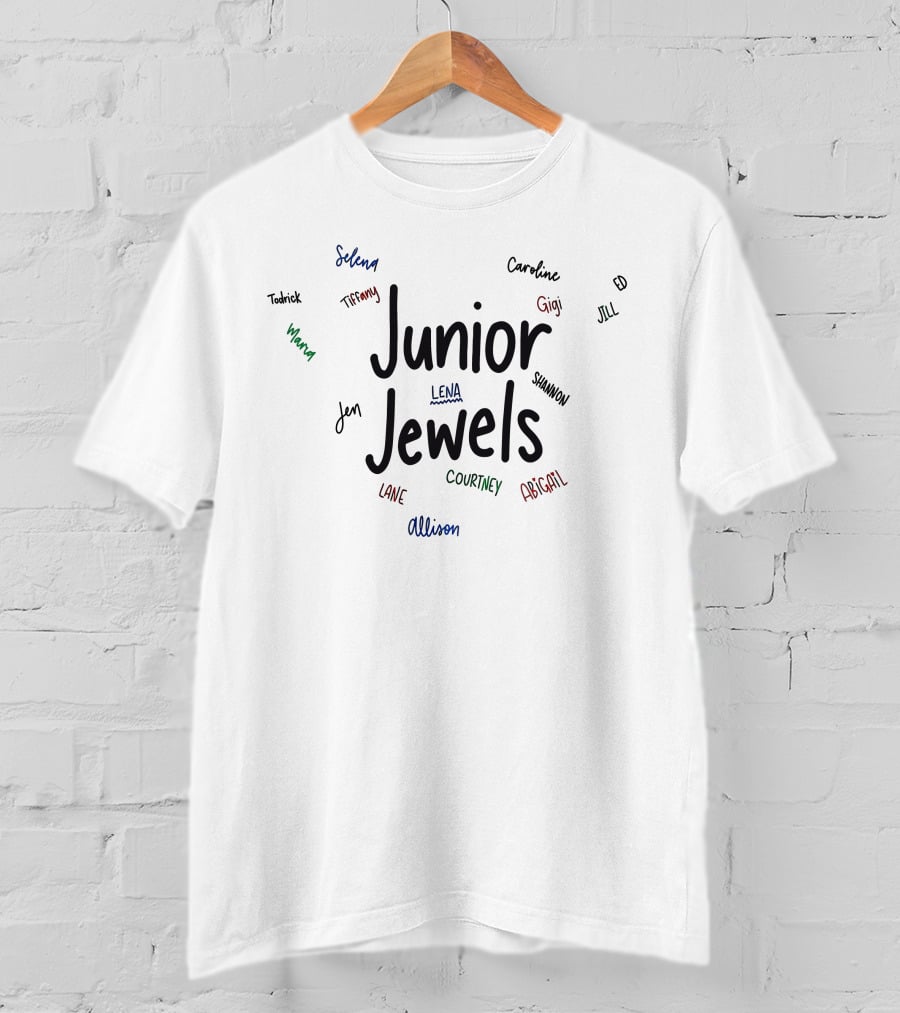 Taylor Swift Junior Jewels Signed Shirt Names Selena Gigi Ed Lena Abigail T-Shirt