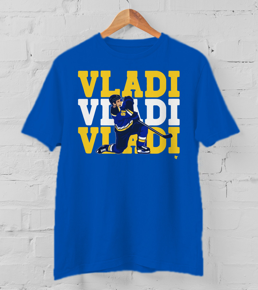 VLADI Chant Hockey Player In Blue And Yellow With Number 91 T-Shirt