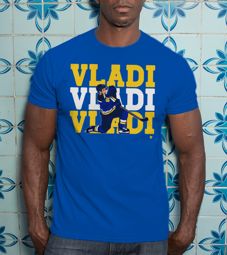 VLADI Chant Hockey Player In Blue And Yellow With Number 91 T-Shirt