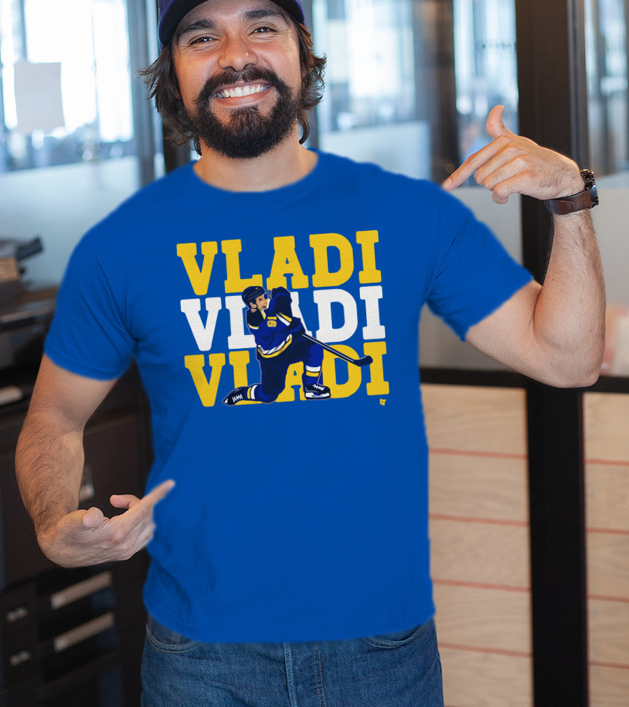 VLADI Chant Hockey Player In Blue And Yellow With Number 91 T-Shirt