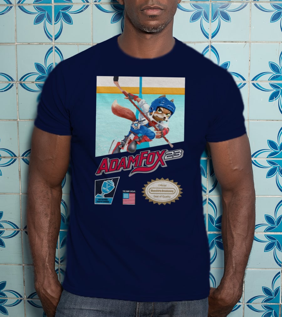 Adam Fox 23 Hockey USA Bluebirds Breakaway Seal Of Quality Team Winner T-Shirt