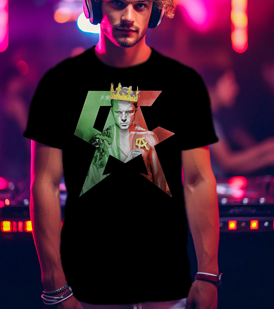 Canelo Champion King In Mexican Flag Colors With Crown And CA T-Shirt