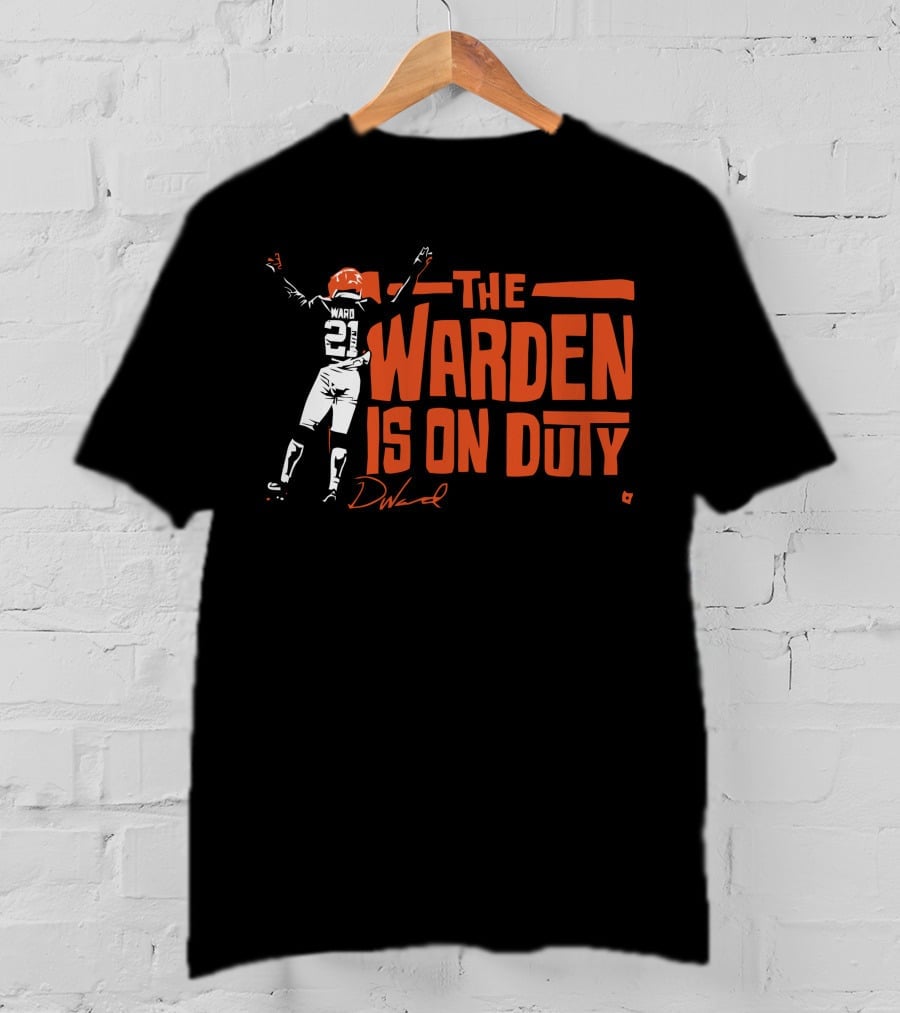 The Warden Denzel Ward Is On Duty 21 Signature Football T-Shirt