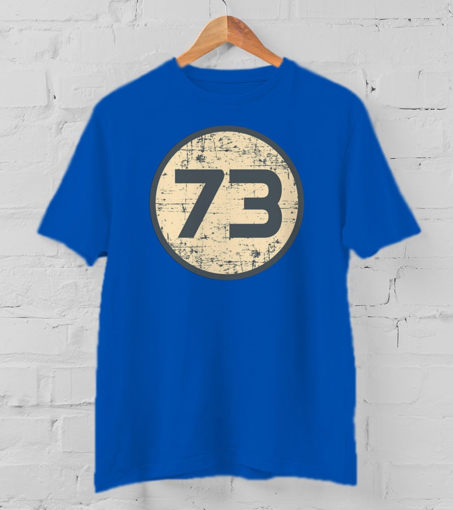 Big Bang Theory Sheldon Cooper 73 Vintage Distressed Blue Circle T-Shirt