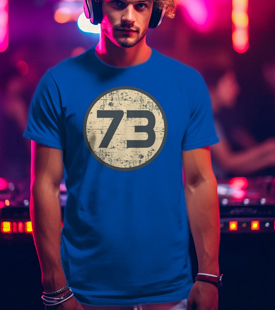 Big Bang Theory Sheldon Cooper 73 Vintage Distressed Blue Circle T-Shirt