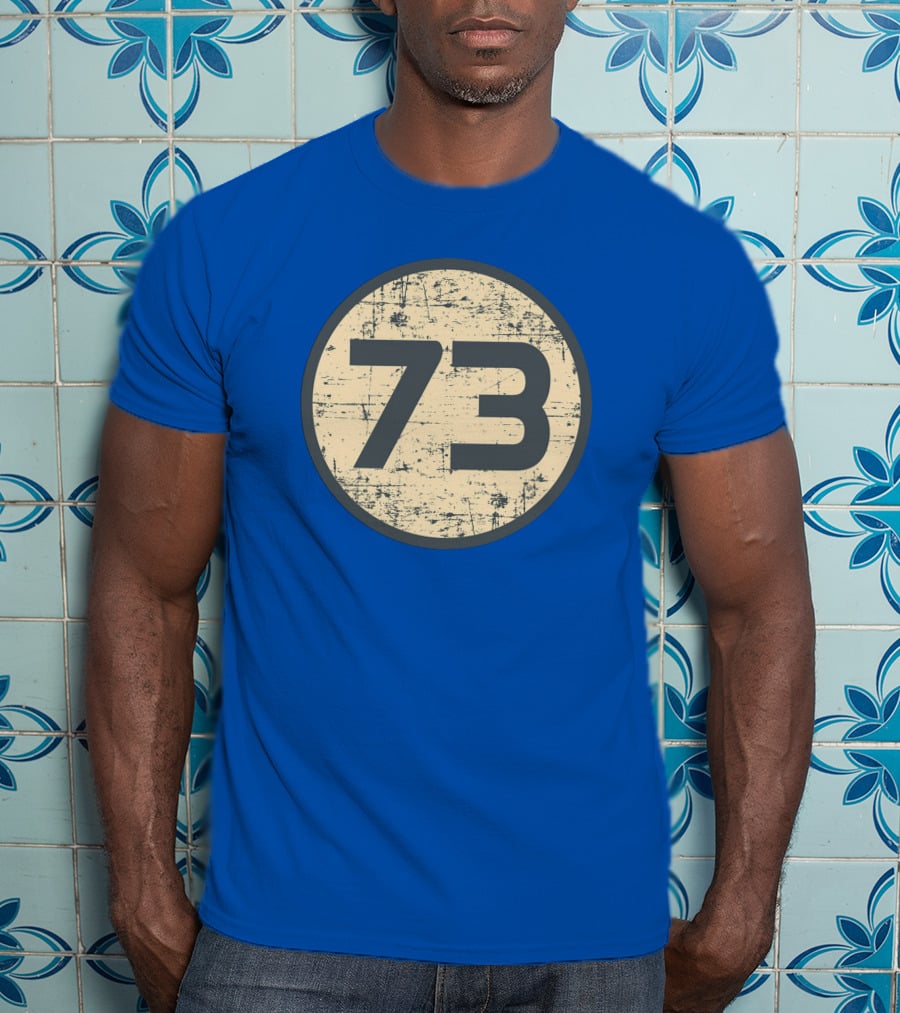 Big Bang Theory Sheldon Cooper 73 Vintage Distressed Blue Circle T-Shirt