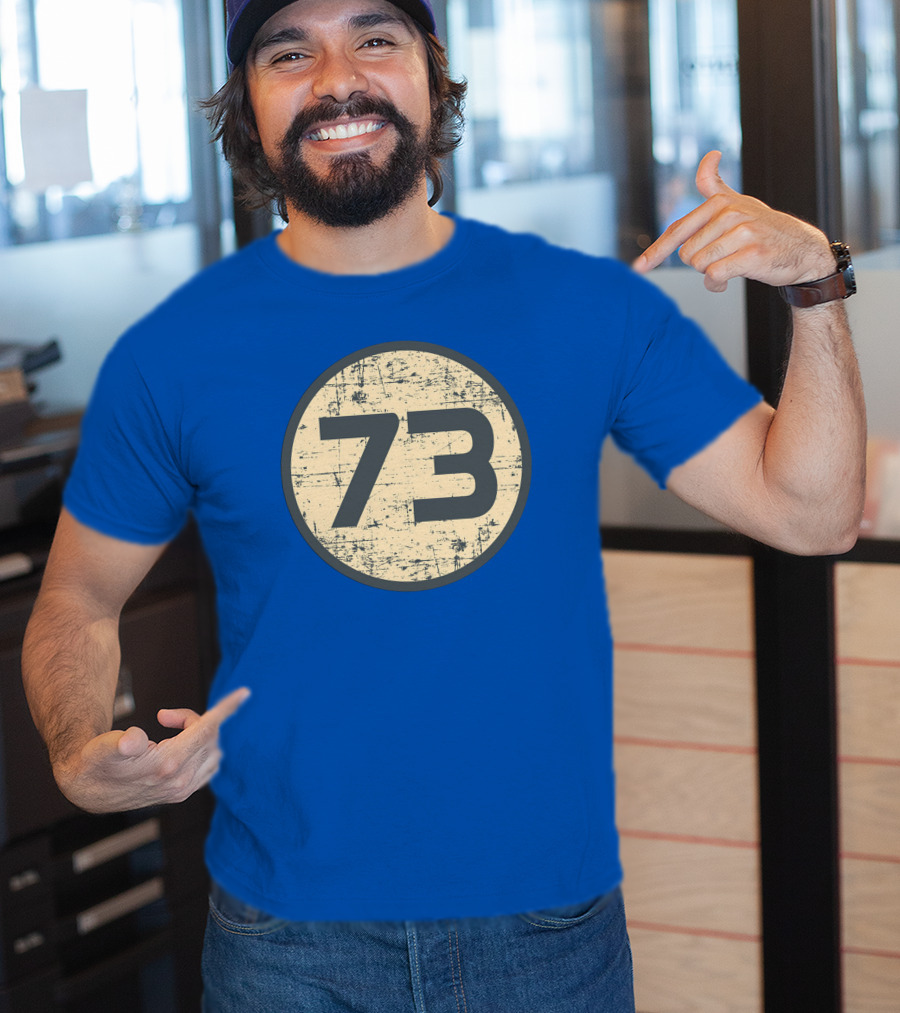 Big Bang Theory Sheldon Cooper 73 Vintage Distressed Blue Circle T-Shirt