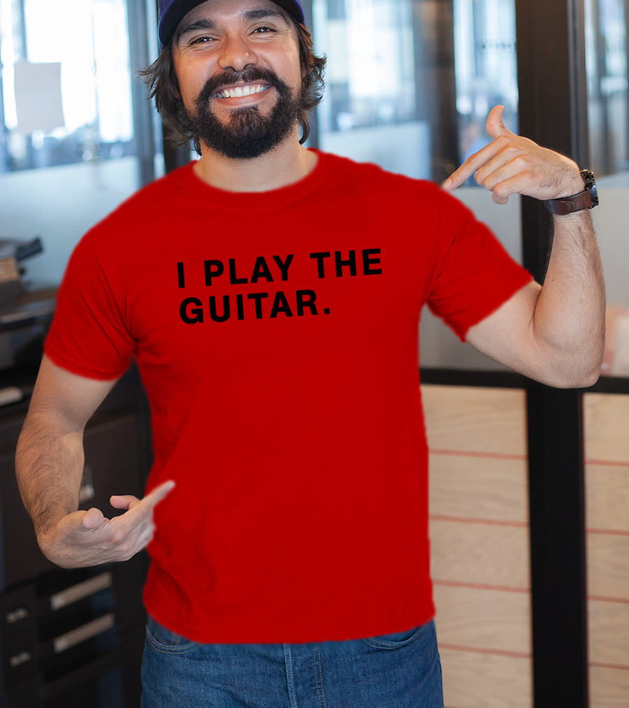 I Play The Guitar Bold Red T-Shirt
