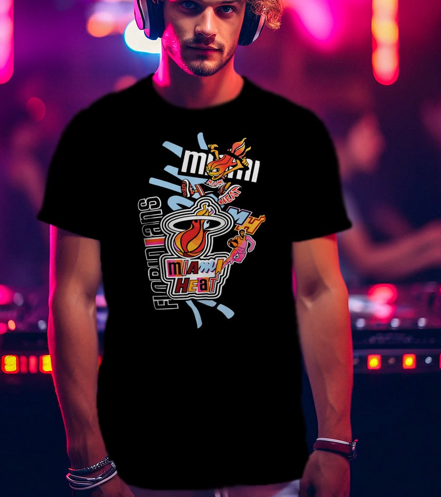 Miami Heat Basketball Mashup Midnight Madness Florida Icons T-Shirt