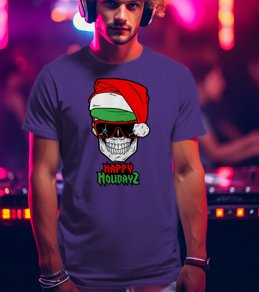 Matt Cardona Happy Holidayz Skull Santa Hat T-Shirt