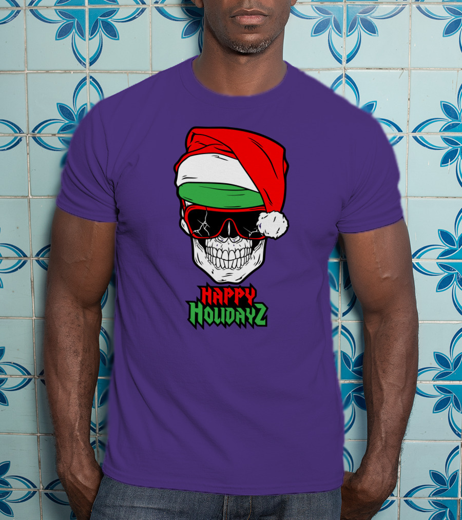 Matt Cardona Happy Holidayz Skull Santa Hat T-Shirt