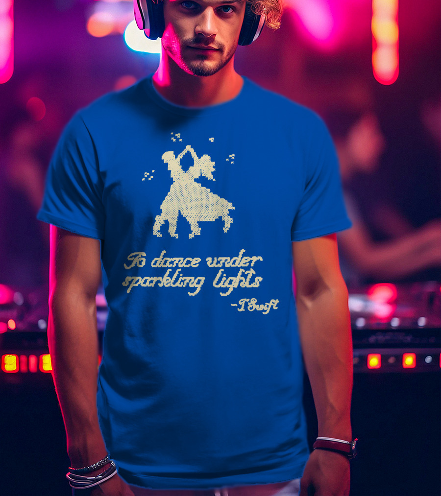 To Dance Under Sparkling Lights T Swift Christmas Tree Farm Blue T-Shirt