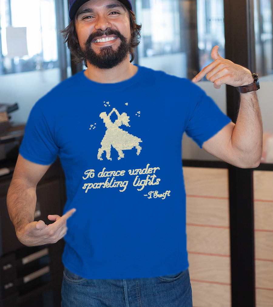 To Dance Under Sparkling Lights T Swift Christmas Tree Farm Blue T-Shirt