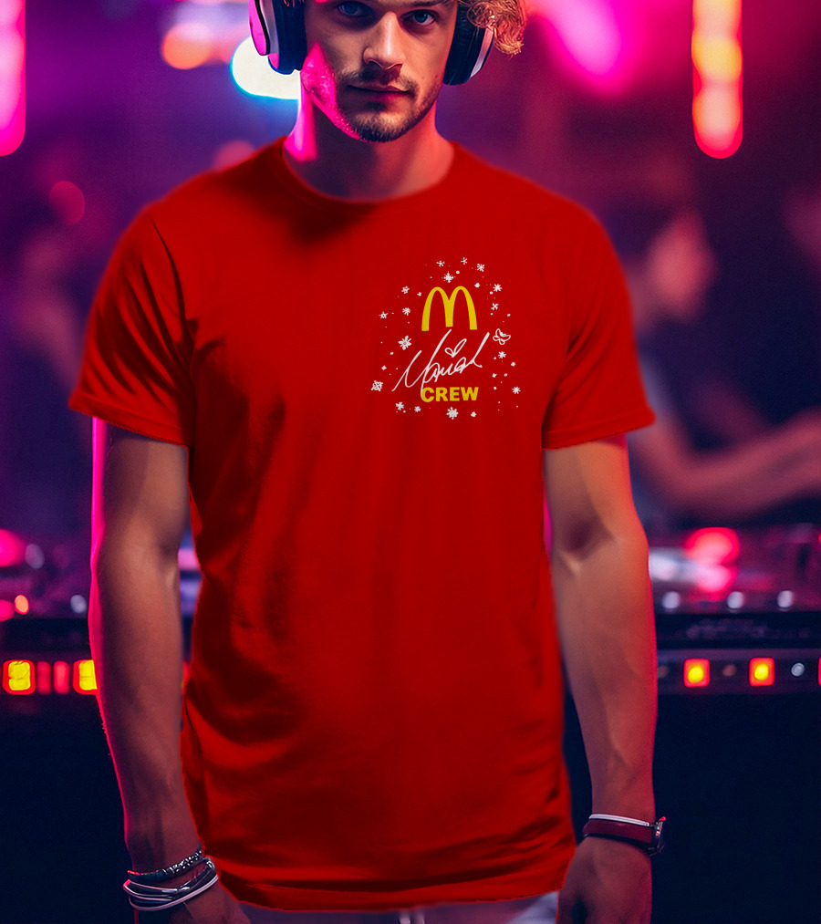 McDonald's Mariah Carey Crew Snowflakes Christmas Holiday T-Shirt