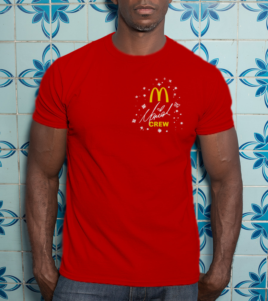 McDonald's Mariah Carey Crew Snowflakes Christmas Holiday T-Shirt