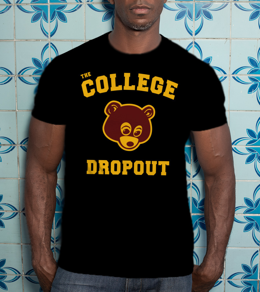 The College Dropout Bear Face Design In T-Shirt