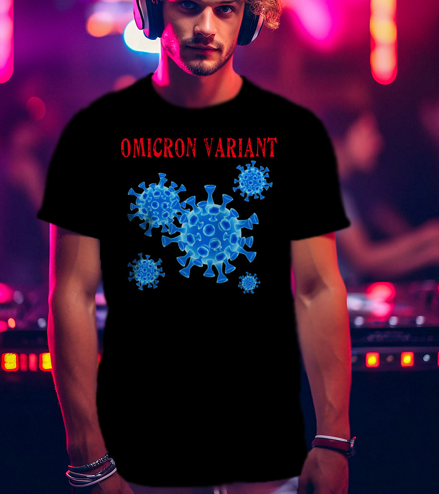 Omicron Variant Virus Graphic Blue Molecular Structure T-Shirt