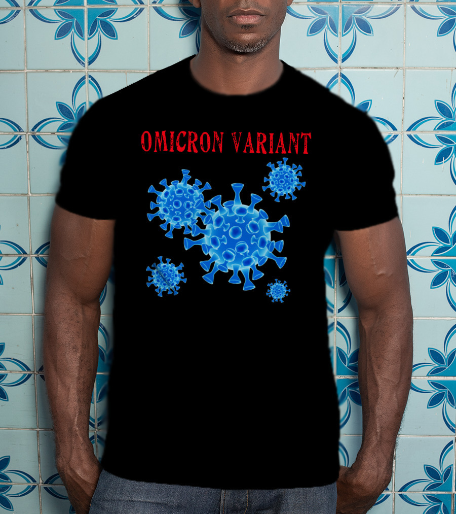 Omicron Variant Virus Graphic Blue Molecular Structure T-Shirt