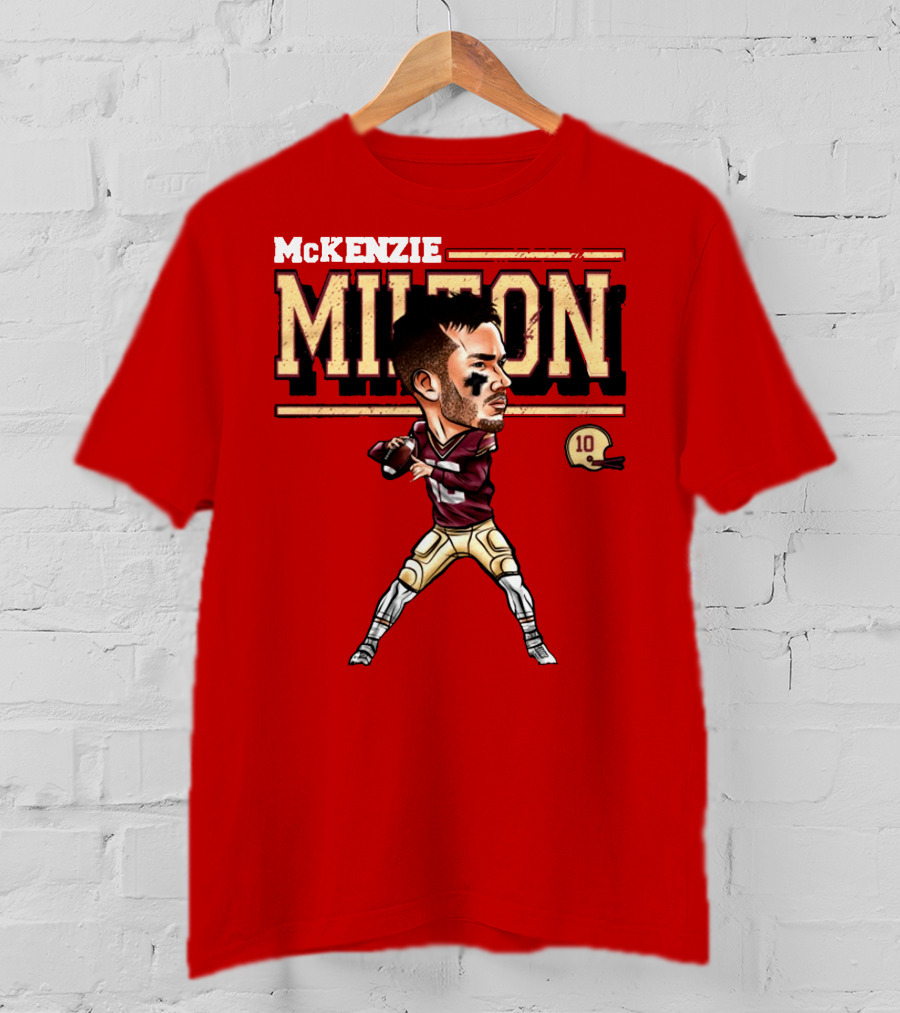 Mckenzie Milton Football Player Cartoon With Helmet Number 10 T-Shirt