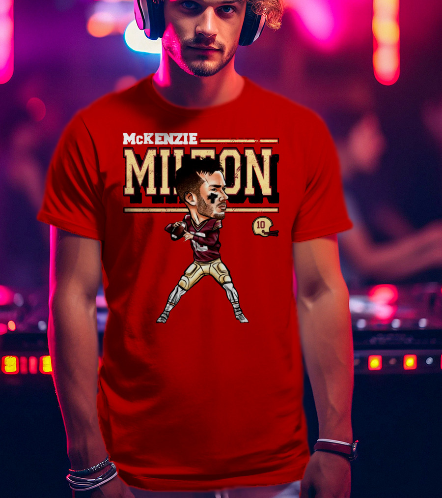 Mckenzie Milton Football Player Cartoon With Helmet Number 10 T-Shirt