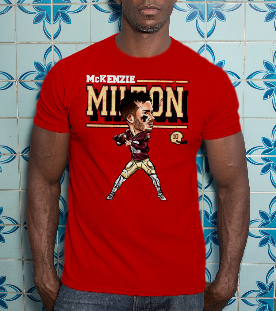Mckenzie Milton Football Player Cartoon With Helmet Number 10 T-Shirt