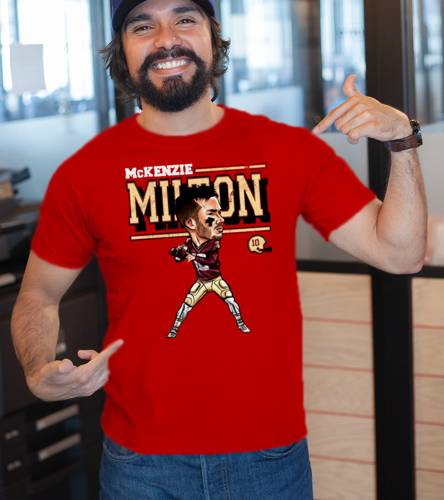 Mckenzie Milton Football Player Cartoon With Helmet Number 10 T-Shirt