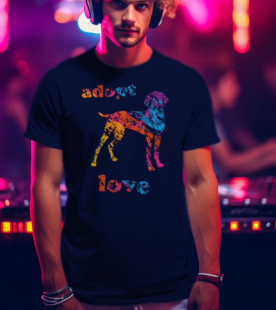 Adopt Love Rescue Dog Colorful T-Shirt