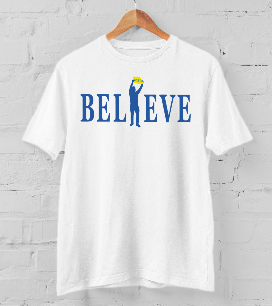 Jarred Kelenic Believe Blue Silhouette Holding Sign T-Shirt