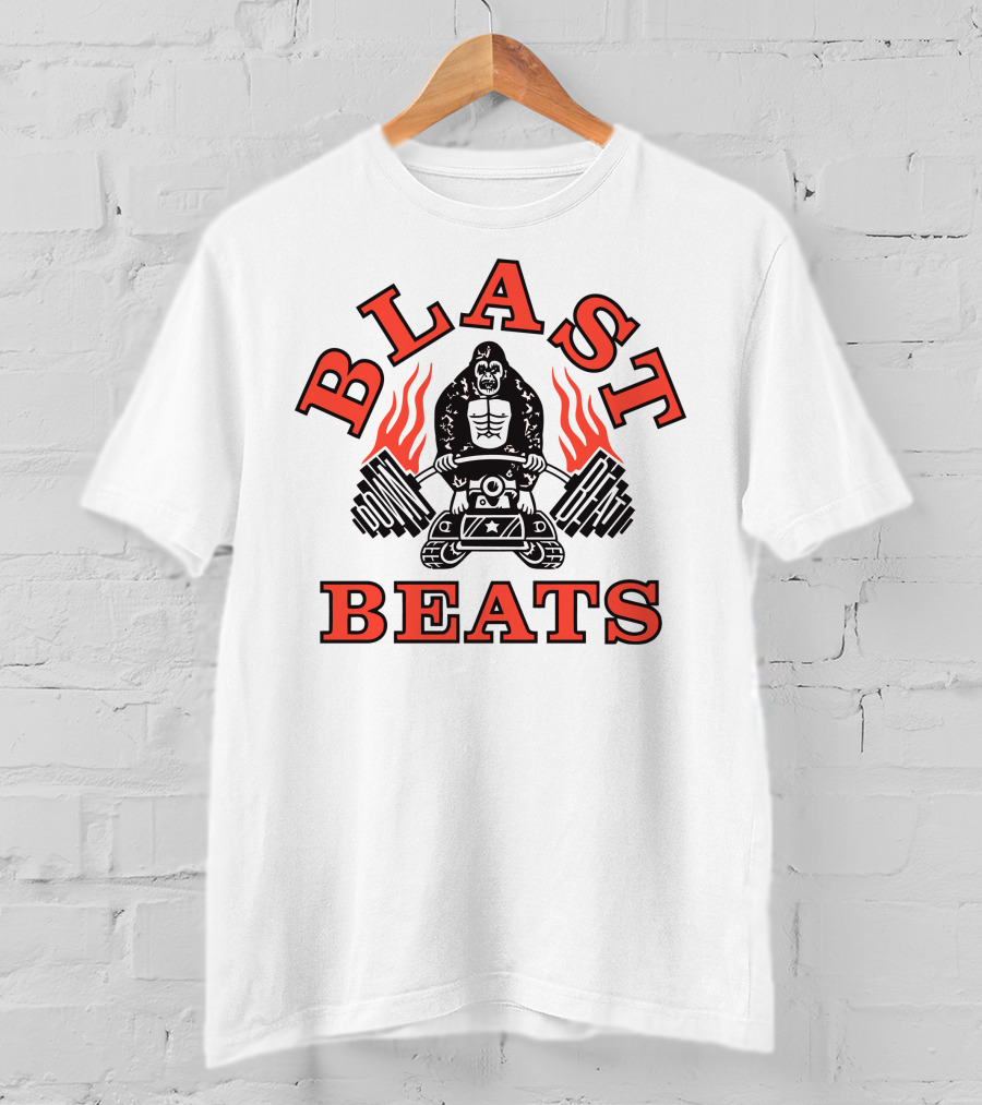 BLAST BEATS Ape With Weights And Flames T-Shirt
