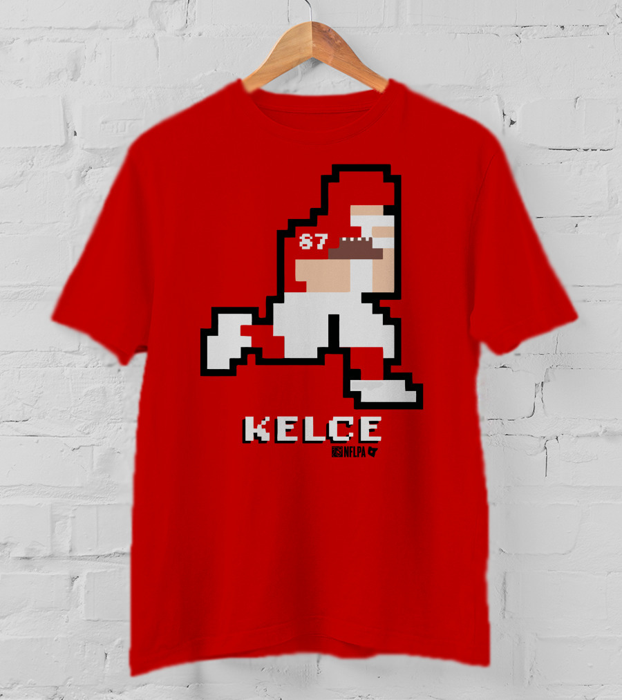 Kelce 87 NFLPA 8 Bit Retro Football Red T-Shirt