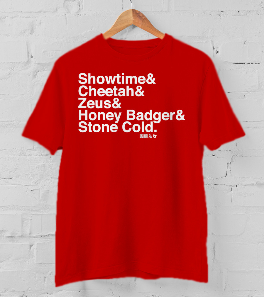 Showtime Cheetah Zeus Honey Badger Stone Cold NFLPA T-Shirt
