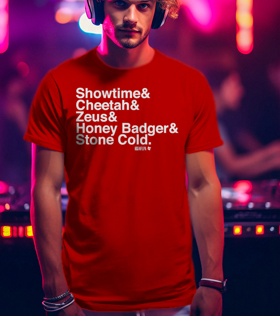 Showtime Cheetah Zeus Honey Badger Stone Cold NFLPA T-Shirt